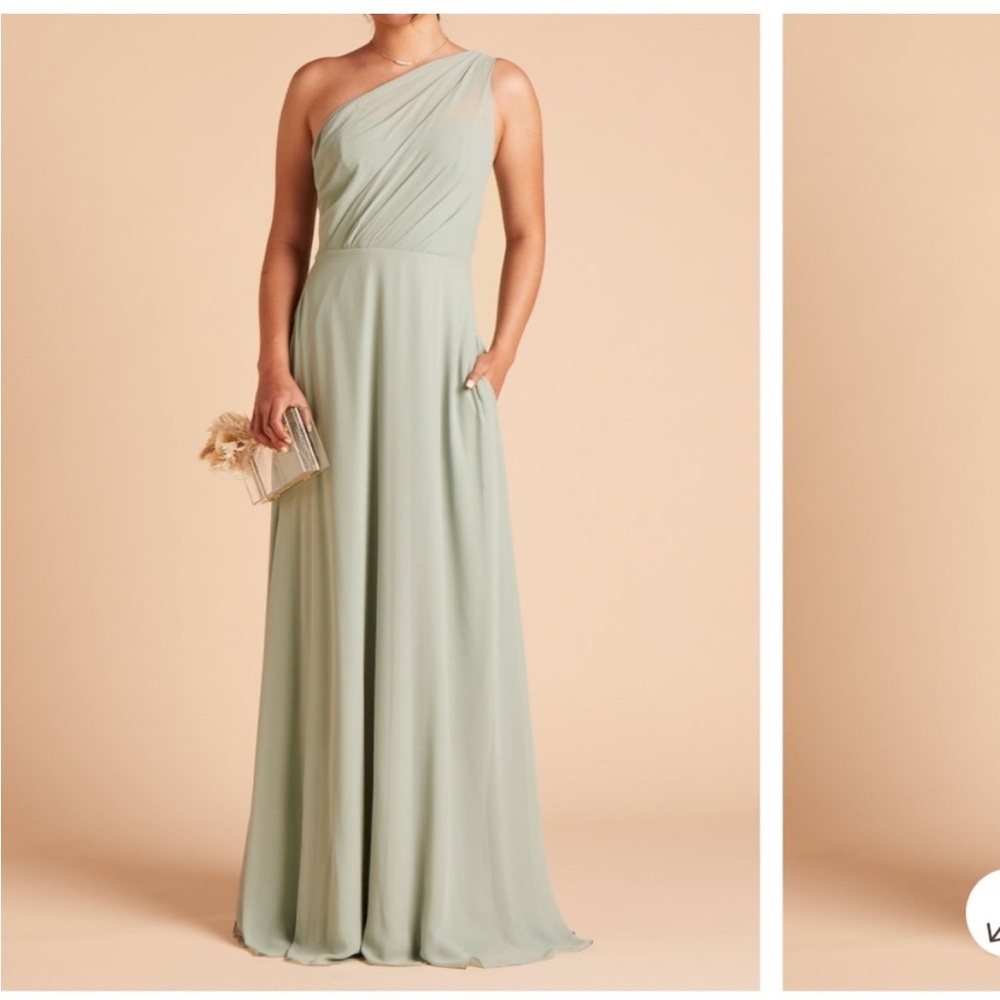 Birdy Grey "Kira" Crepe One-Shoulder Sage Bridesmaid Gown - Size XS (NWOT)